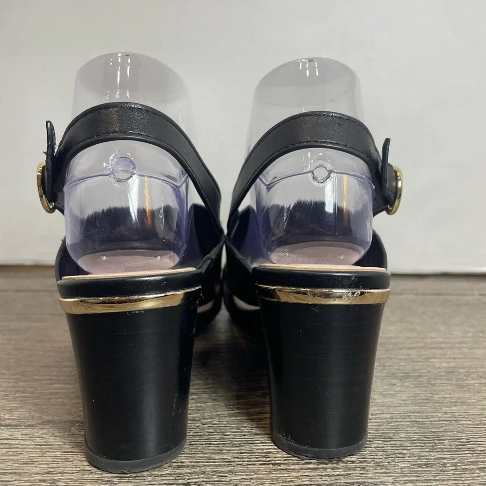 Preston & York Black Wedge Sandals. Leather upper. Size 8M. Like new. Pre-owned